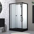 AURLANE - Cabine de douche rectangulaire 110x80x197 cm - Porte coulissante - Receveur Noir Mat - vignette
