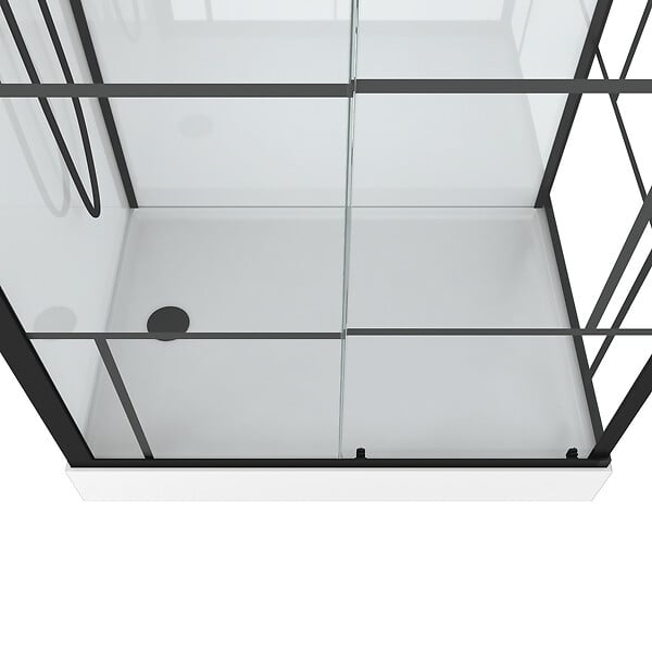 AURLANE - Cabine de douche 110x80cm / Receveur Haut - Verre transparent sérigraphié et Blanc - Profilés Noir - large