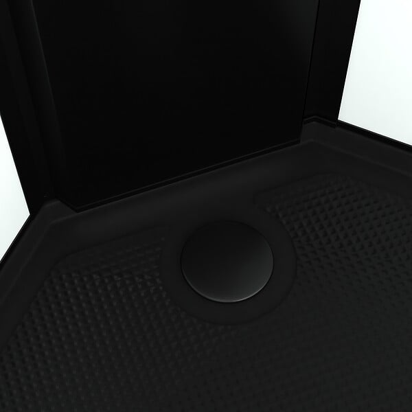 AURLANE - Cabine de douche 1/4 de cercle 85x85x200 cm - Portes coulissantes - Receveur Noir Mat - large