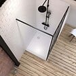 AURLANE - Pack Paroi de douche 90x200 CM NOIR MAT - VERRE TREMPE 5 mm + RECEVEUR A POSER EXTRA PLAT 90x90 - vignette