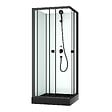 AURLANE - Cabine de douche intégrale 80x80x200 cm carrée - Portes coulissantes - Receveur Noir Mat - vignette