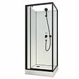 AURLANE - Cabine de douche carrée 80x80x200 cm - Porte pivotante - Fonds Blancs & Profilés Noir Mat - vignette