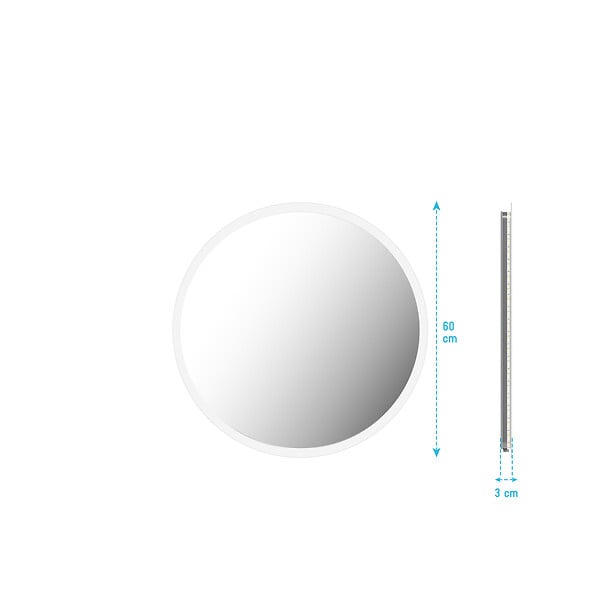 AURLANE - Miroir salle de bain rond avec eclairage LED - Diamètre 60cm - GO LED - large