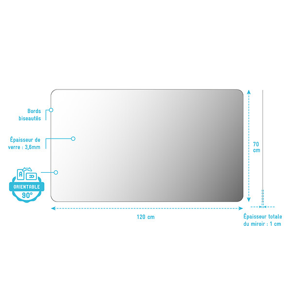 AURLANE - Miroir salle de bain - 120x70cm - GO - large