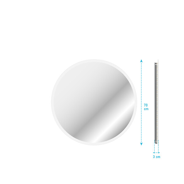 AURLANE - Miroir salle de bain rond avec eclairage LED - Diamètre 70cm - GO LED - large