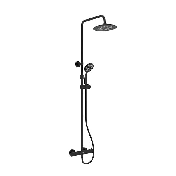 AURLANE - Colonne de douche Thermostatique finition Noire Mate - 133x28x52 cm - MOLLY BLACK - large