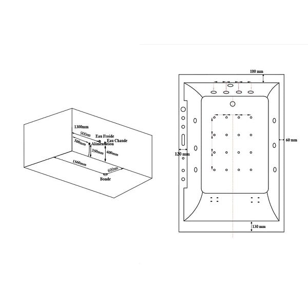 DISTRIBAIN - Baignoire balnéo noire Belize Gauche 32 jets  Whirlpool - large