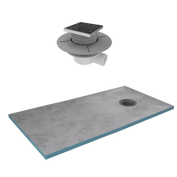 AURLANE - Receveur de Douche à Carreler 90x160 cm avec Bondes à Sortie Horizontale - Grille Inox - large