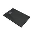 AURLANE - Receveur de douche Noir Effet Pierre 80x120 cm et Grille décor Linéaire en Inox - vignette