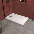 AURLANE - Receveur de douche Blanc Effet Pierre 90x140 cm et Grille décor Perforée en Inox - vignette