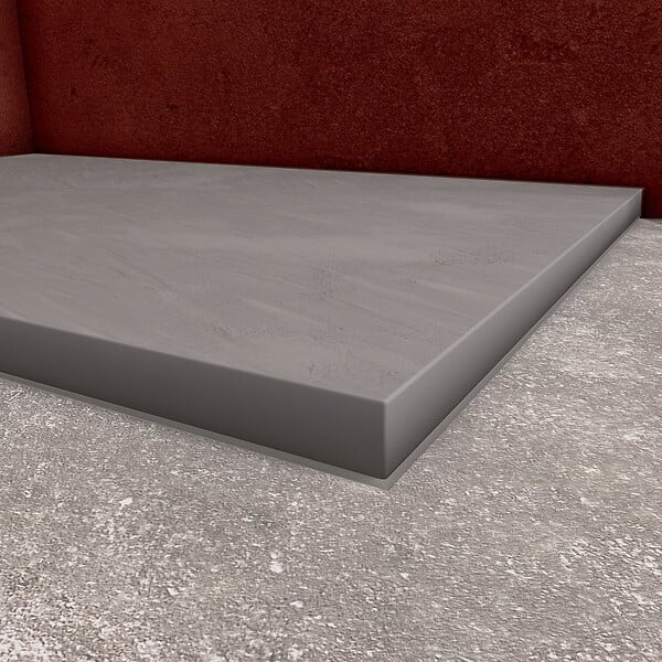 AURLANE - Receveur de douche Gris Effet Pierre 90x120 cm et Grille décor Linéaire en Inox - large