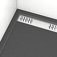 AURLANE - Receveur en acrylique Gris Effet Pierre 80x120x4 cm - Grille Linéaire Chrome - METEORA - vignette