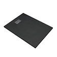 AURLANE - Receveur de douche Noir Effet Pierre 90x120 cm et Grille décor Perforée en Inox - vignette