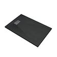 AURLANE - Receveur de douche Noir Effet Pierre 80x120 cm et Grille décor Perforée en Inox - vignette