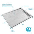 AURLANE - Receveur en acrylique Blanc Effet Pierre 80x100x4 cm - Grille Linéaire Chrome - MOON - vignette