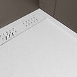 AURLANE - Receveur de douche en résine blanc 80x140x3 cm effet pierre granit + grille linéaire blanche mate - vignette