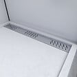 AURLANE - Receveur en acrylique Blanc Effet Pierre 90x120x4 cm - Grille Linéaire Chrome - MOON - vignette
