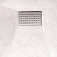 AURLANE - Receveur de douche Blanc Effet Pierre 90x120 cm et Grille décor Perforée en Inox - vignette