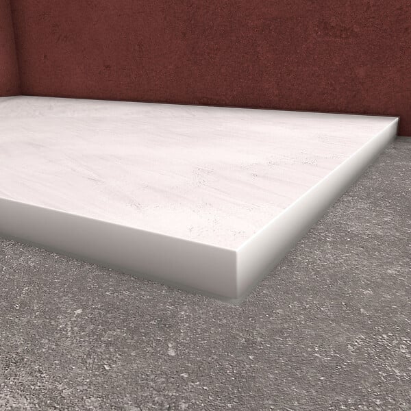 AURLANE - Receveur de douche Blanc Effet Pierre 90x120 cm et Grille décor Perforée en Inox - large