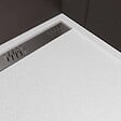 AURLANE - Receveur de douche en résine blanc 90x140x3 cm effet pierre granit + grille linéaire Chrome - vignette