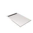 AURLANE - Receveur de douche en résine blanc 90x140x3 cm effet pierre granit + grille linéaire Chrome - vignette