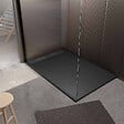 AURLANE - Receveur de douche en résine noir 90x140x3 cm effet pierre granit + grille linéaire gun metal - vignette