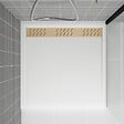 AURLANE - Receveur en acrylique Blanc 80x80x4 cm + Grilles Linéaires Chrome et Or Brossé - WHITENESS II - vignette