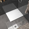 AURLANE - Receveur en acrylique Blanc 80x100x4 cm + Grilles Linéaires Chrome et Blanche Mate - vignette