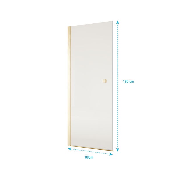 AURLANE - Porte de Douche Pivotante 80x195cm - Verre Trempe 8mm Anticalcaire - Alu Or Brosse - GOLD ELEMENTARY - large