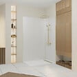 AURLANE - Pack 2 Panneaux Muraux en Aluminium Blanc 120+90x210 cm + Profilés Or Doré Brossé - vignette