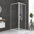 AURLANE - Pack porte de douche pivotante blanc de 78 à 90x185cm + retour 80 verre 5mm - WHITY PIVOT - vignette