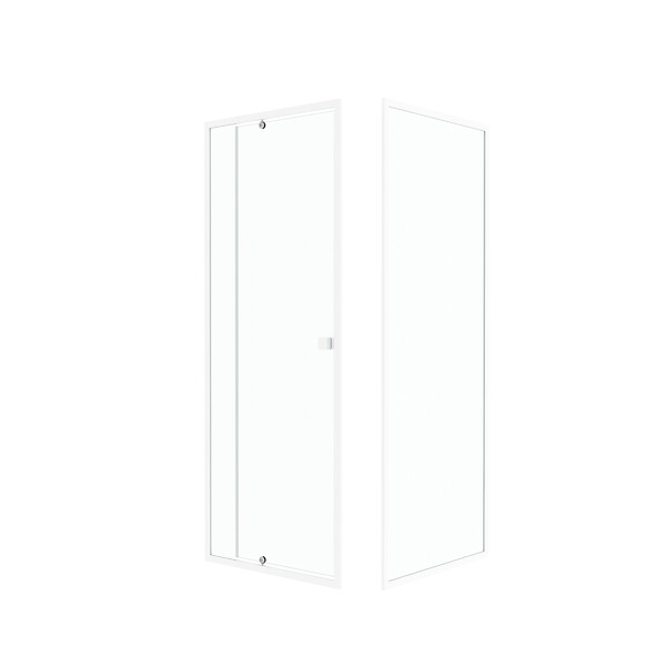 AURLANE - Pack porte de douche pivotante blanc de 78 à 90x185cm + retour 80 verre 5mm - WHITY PIVOT - large