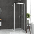 AURLANE - Pack porte de douche pivotante blanc de 78 à 90x185cm + retour 80 verre 5mm - WHITY PIVOT - vignette