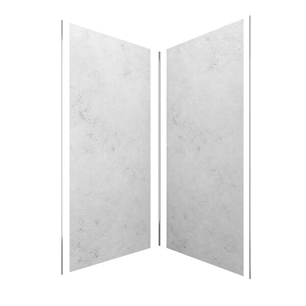 AURLANE - Pack de 2 Panneaux Muraux Pierre Light Grey 90x210 cm avec Profilés ANODISE BRILLANT - STONE'IT - large