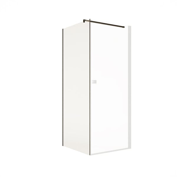 AURLANE - Paroi de retour 90x180 cm pour Porte de Douche - Verre Trempe 5mm - Finition Noire - DARK ELEMENTARY - large