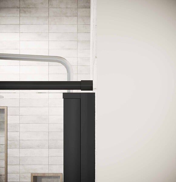 AURLANE - Paroi de retour 90x180 cm pour Porte de Douche - Verre Trempe 5mm - Finition Noire - DARK ELEMENTARY - large