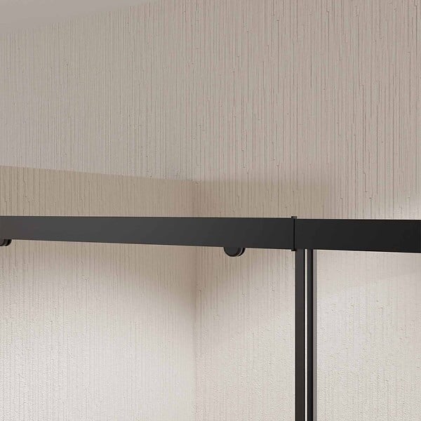 AURLANE - Porte de douche coulissante Noir 140x185cm - Extensible de 126.5 à 140.5 cm - BLACK SLIDE 120 - large