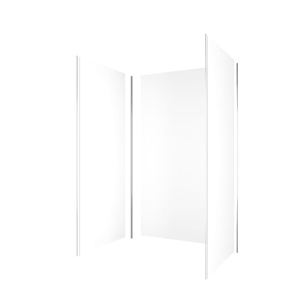 AURLANE - Pack de 3 Panneaux Muraux Aluminium Blanc 90+120+90x210 cm avec Profilés Chrome- WALL'IT - large