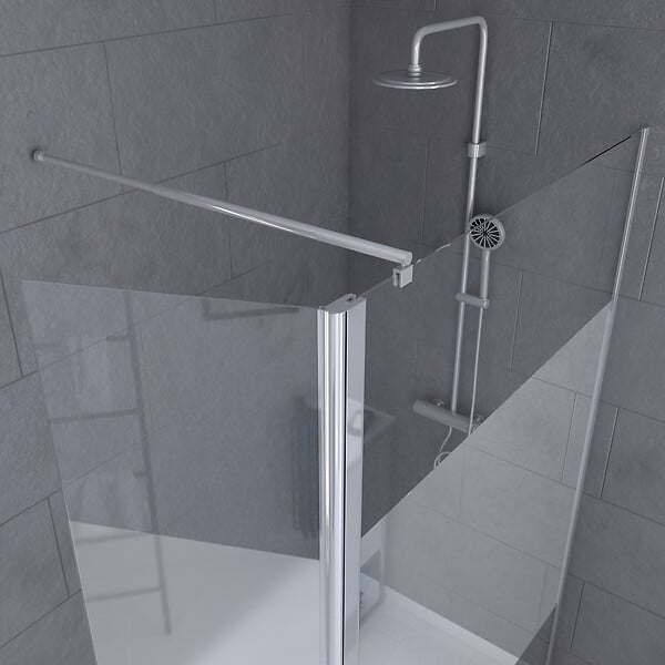 AURLANE - Paroi de Douche et Volet Pivotant 120+40x200 cm - Bande Dépolie - Barre de Fixation Chrome - large