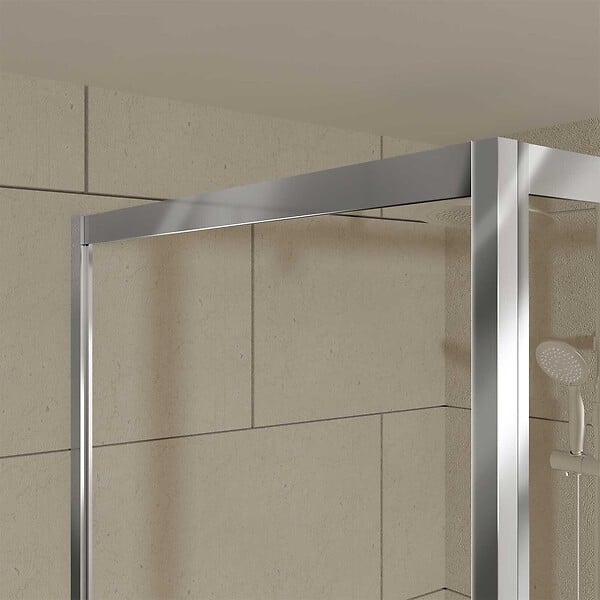 AURLANE - Porte de Douche Coulissante et Retour 140x80x200cm - Profilés Chrome - Verre trempé 6mm - large