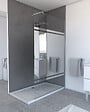 AURLANE - Paroi de Douche 120x200cm - Bande Miroir - Barre de Fixation Extensible et Profil Chrome - vignette