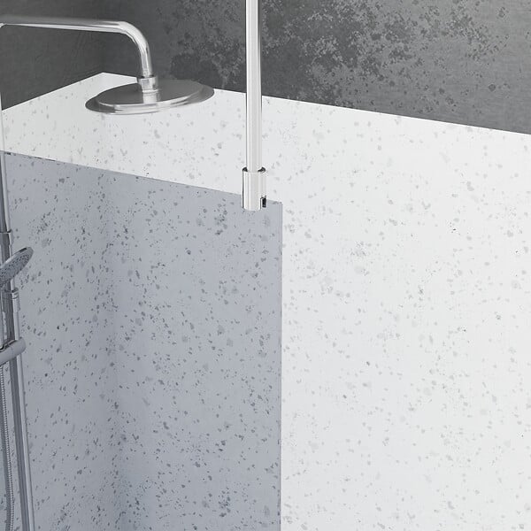 AURLANE - Paroi de Douche 90x200cm Verre Fumé - Profilé + Barre Plafond Finition Chrome - FREEDOM 2 SMOKED - large