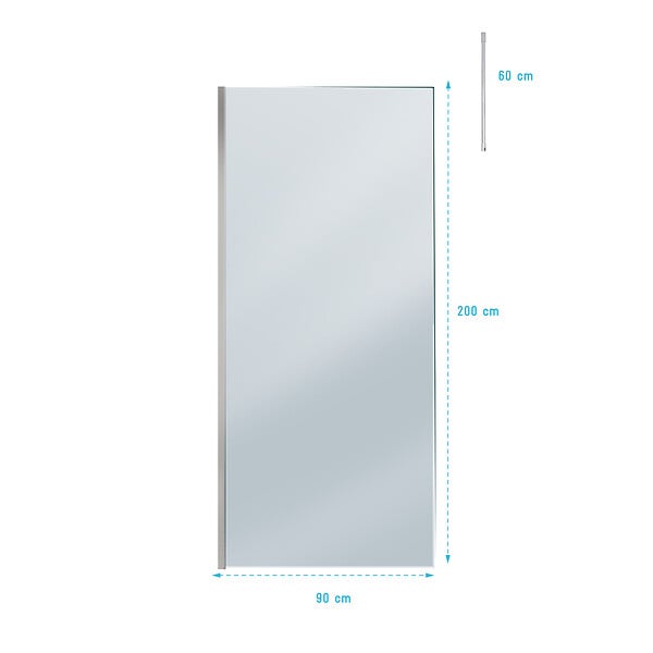 AURLANE - Paroi de Douche 90x200cm Verre Fumé - Profilé + Barre Plafond Finition Chrome - FREEDOM 2 SMOKED - large