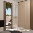 AURLANE - Paroi de Douche 70x195 cm en Verre Trempé 5 mm - Finition Or Brossé - GOLD ELEMENTARY - vignette