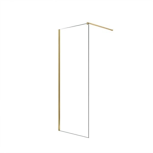 AURLANE - Paroi de Douche 70x195 cm en Verre Trempé 5 mm - Finition Or Brossé - GOLD ELEMENTARY - large
