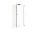 AURLANE - Retour pour Porte de Douche 90x195cm Verre Trempe 8mm Anticalcaire - Alu Noir - DARK ELEMENTARY - vignette