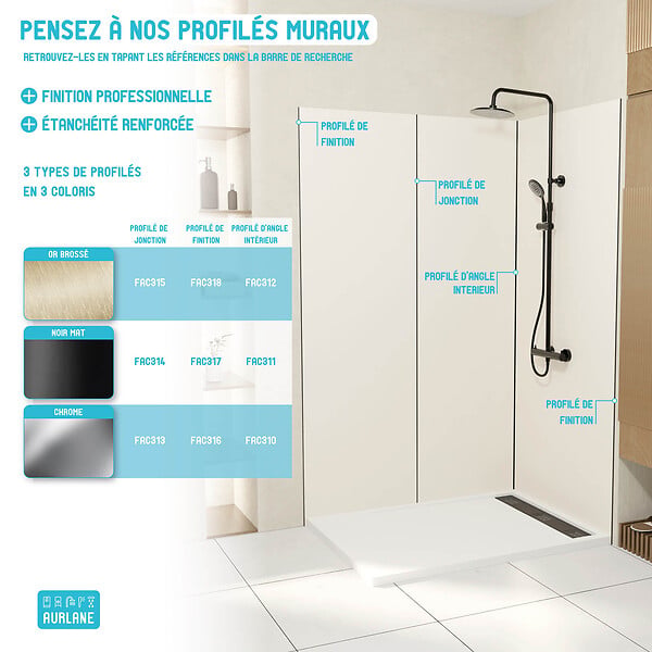 AURLANE - Profilé d’angle en Aluminium Finition Or Brossé pour Panneaux Muraux - 15x15x2100 mm - large