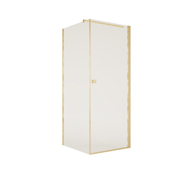AURLANE - Porte de Douche Pivotante 90x180cm et Retour 90cm - Profil Or Brosse - Verre 5mm - GOLD ELEMENTARY - large