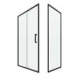 AURLANE - Porte de douche + Retour 100x90x200 cm - Verre 6 mm - Profilé Noir - CRUSH - vignette