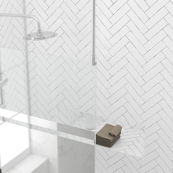 AURLANE - Paroi de Douche 100x200cm Miroir - Profilé + Barre Plafond Finition Chrome - FREEDOM 2 MIRROR - large